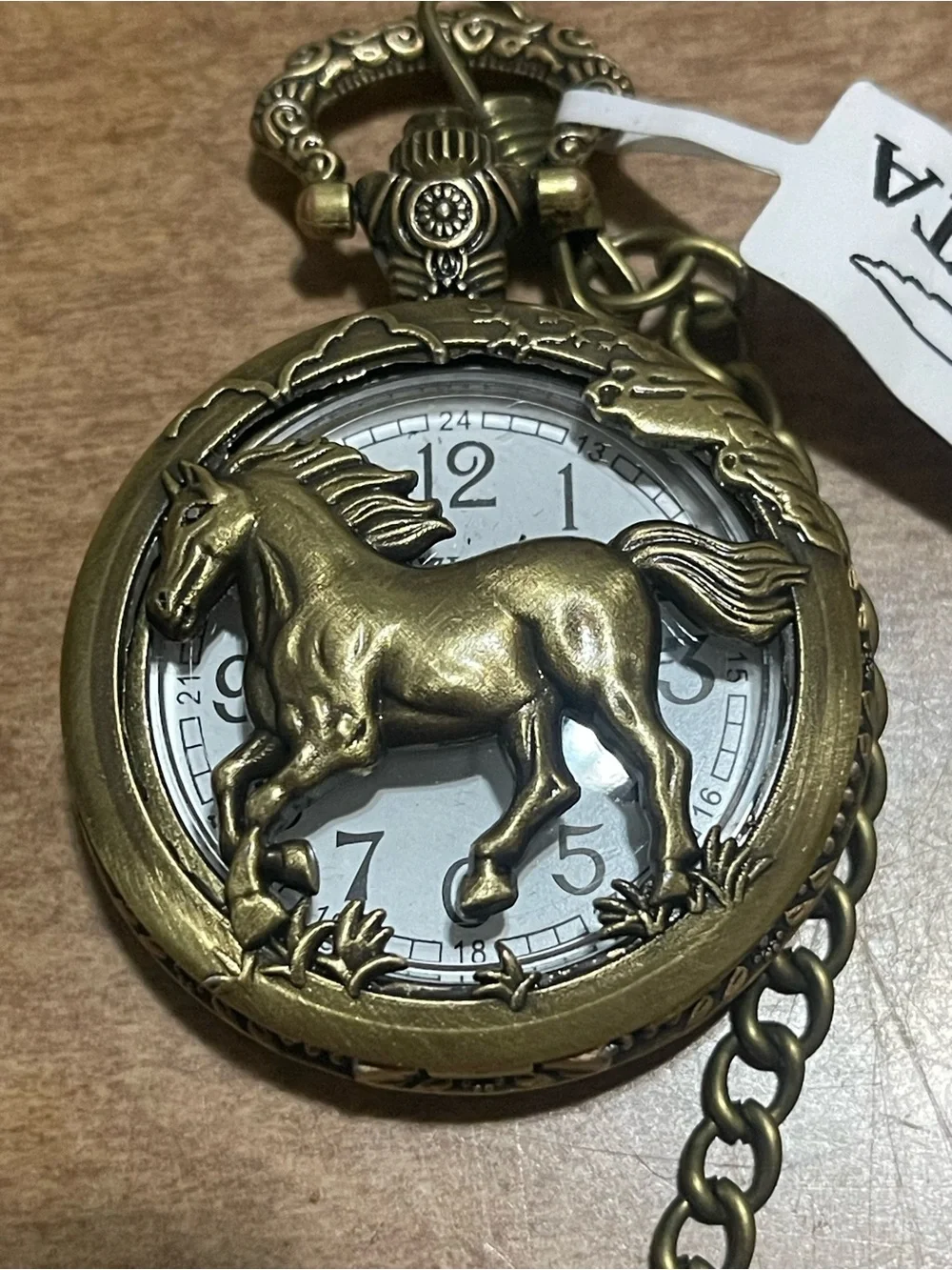 Invicta Brass-Tone Horse Pocket Watch Necklace